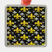 Gele witte fleur de lis metalen ornament (Voorkant)