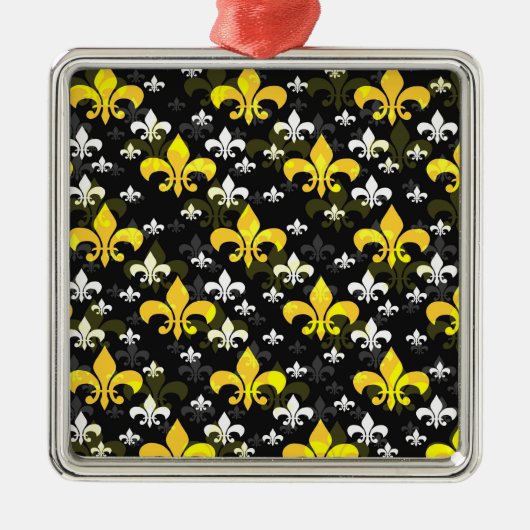 Gele witte fleur de lis metalen ornament (Voorkant)