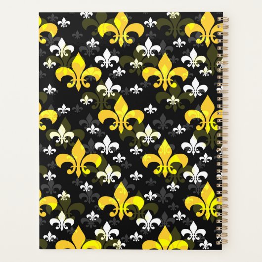 Gele witte fleur de lis planner (Achterkant)