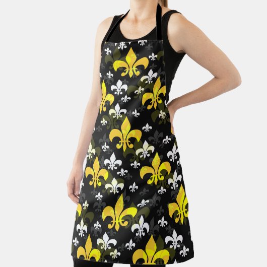 Gele witte fleur de lis schort (Insitu)