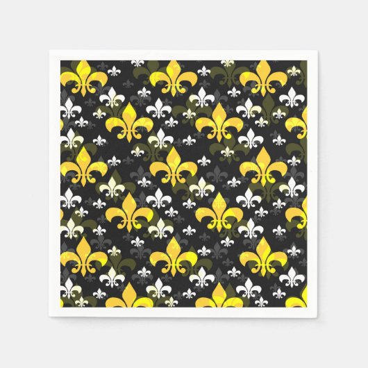 Gele witte fleur de lis servet (Voorkant)