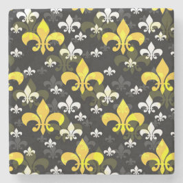 Gele witte fleur de lis stenen onderzetter