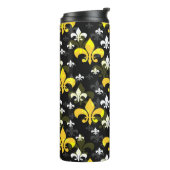 Gele witte fleur de lis thermosbeker (Gedraaid links)