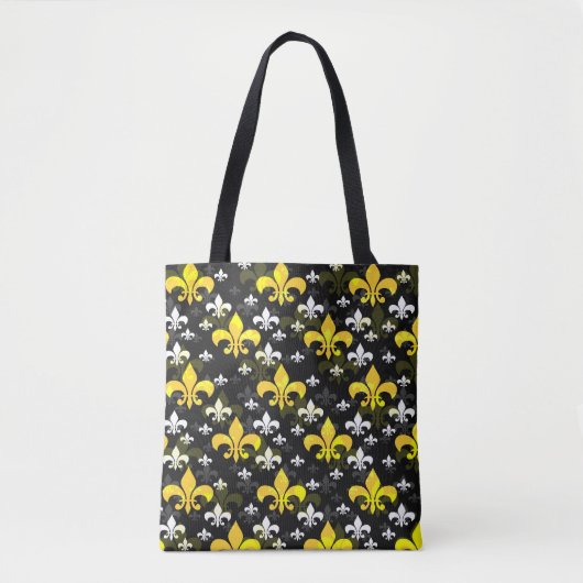Gele witte fleur de lis tote bag (Voorkant)