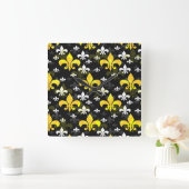 Gele witte fleur de lis vierkante klok (Huis)