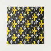 Gele Witte Fleur De Lis  Wandkleed (Voorkant (horizontaal))
