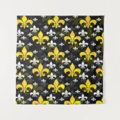 Gele Witte Fleur De Lis  Wandkleed (Voorkant)