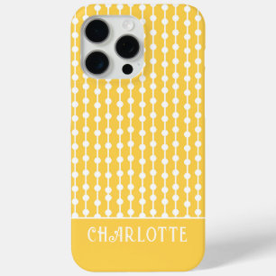 Gele Witte Geometrische Gepersonaliseerde Naam iPhone 15 Pro Max Hoesje