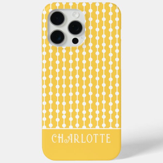 Gele Witte Geometrische Gepersonaliseerde Naam Case-Mate iPhone Case (Achterkant)