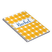 Gele witte gingham, gepersonaliseerd notitieboek (Rechterzijde)