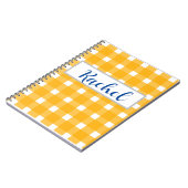Gele witte gingham, gepersonaliseerd notitieboek (Linkerzijde)