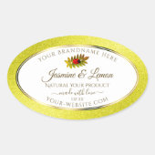 Gele witte Glitter-productlabels met Ladybug Ovale Sticker (Voorkant)