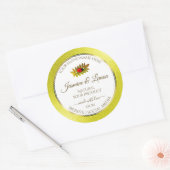Gele witte Glitter-productlabels met Ladybug Ronde Sticker (Envelop)