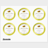 Gele witte Glitter-productlabels met Ladybug Ronde Sticker (Vel)