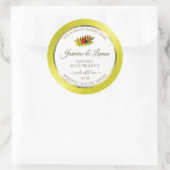 Gele witte Glitter-productlabels met Ladybug Ronde Sticker (Tas)