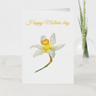 Gele witte groene narcis Gelukkige moederdag Folie Feestdagenkaart