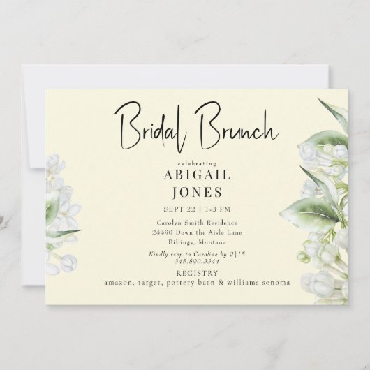 Gele witte hortensia's bruidsbrunch kaart (Voorkant)