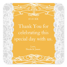 Gele & Witte Kant Elegante Trouwcadeau Stickers