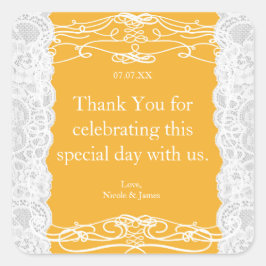 Gele & Witte Kant Elegante Trouwcadeau Stickers