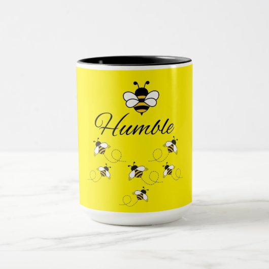 GELE WITTE KERAMIEK 450 ML BEE HUMBLE MOK (Midden)