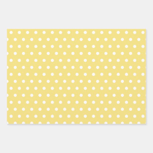 Gele witte kerstbomen Polka Dots Stripe Inpakpapier Vel (Voorkant 2)
