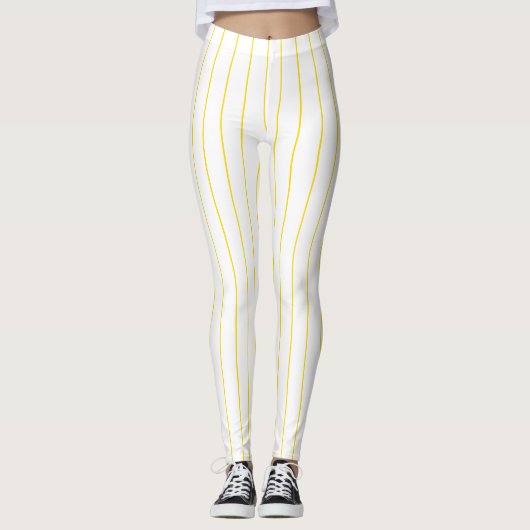 Gele witte kleuren Sjabloon Elegant Modern Leggings (Voorkant)