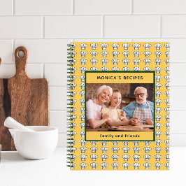 Gele witte kookmutsen patroon naam foto notitieboek