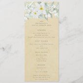 Gele witte lente bloemen plat 4 gangen Pasen Menu (Voorkant)