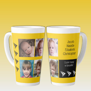 Gele witte liefde om opa te zijn met foto's latte mok