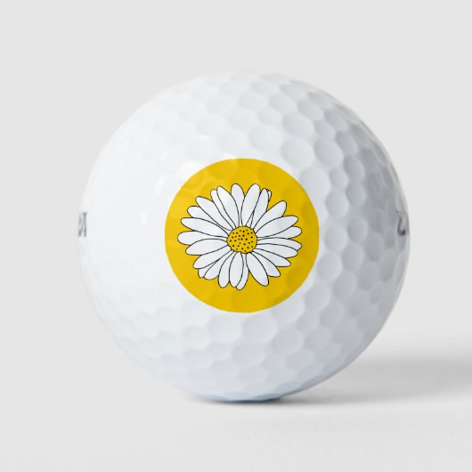 Gele & Witte Madelief 2 Golfballen (Voorkant)