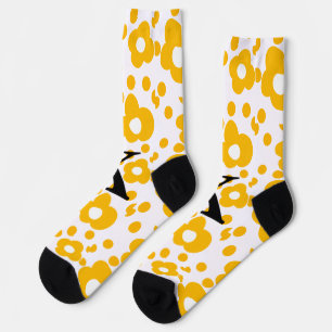Gele witte madeliefjes bloempatroon voeg monogram sokken
