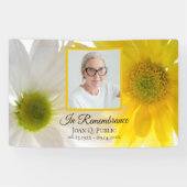 Gele witte madeliefjes viering van het leven begra spandoek (Horizontaal)