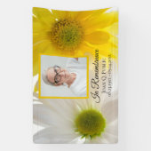 Gele witte madeliefjes viering van het leven begra spandoek (Verticaal)