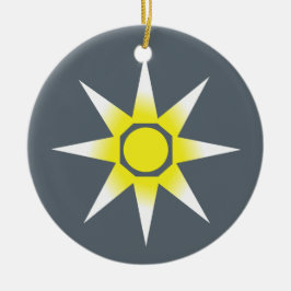 Gele Witte Magie Zon Product Keramisch Ornament