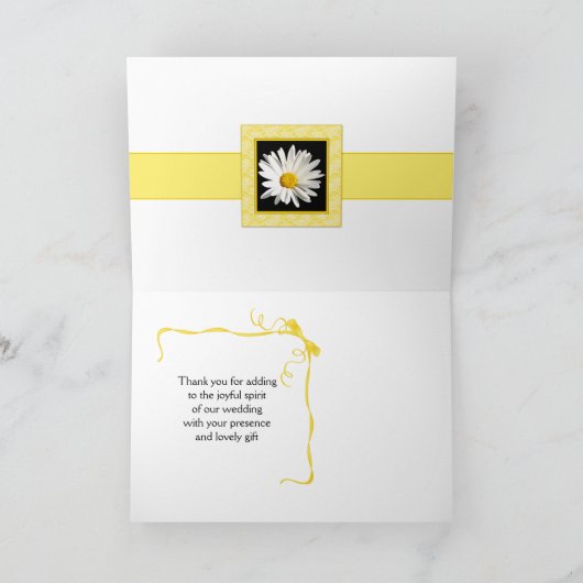 Gele Witte Margriet Lint Trouw Dankkaart Bedankkaart (Binnen)