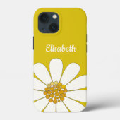 Gele Witte Moderne Madeliefjesbloem Personaliseer Case-Mate iPhone Case (Achterkant)