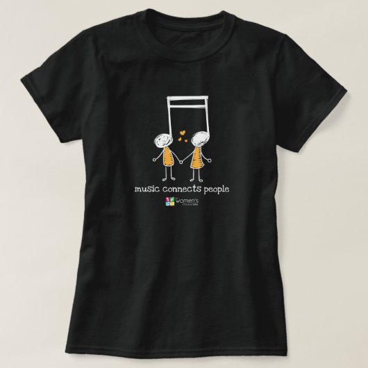 Gele & witte muziek verbindt mensen t-shirt (Design voorkant)