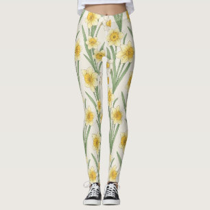 Gele Witte Narcis Botanische Bloem Leggings