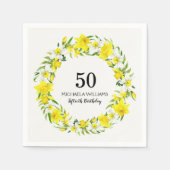 Gele witte narcis krans 50ste verjaardag servetten (Voorkant)