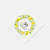 Gele witte narcis krans 50ste verjaardag servetten (Hoek)