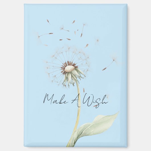 Gele Witte Paardenbloem Bloem Wens Magneet (Voorkant)