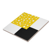 Gele witte poka Dots Black & White Geometric Tegeltje (Zijkant)