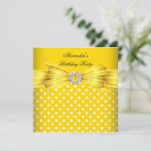 Gele Witte Polka Dots Birthday Party Kaart (Staand voorkant)