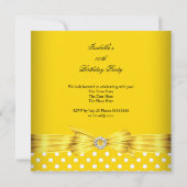 Gele Witte Polka Dots Birthday Party Kaart (Achterkant)