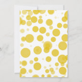 Gele & witte polkadot bubbels verrassingsfeest kaart (Achterkant)