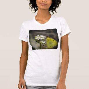 Gele witte rand van de vlinder t-shirt
