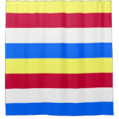 Gele, witte, rode en blauwe strepen douchegordijn (Voorkant)