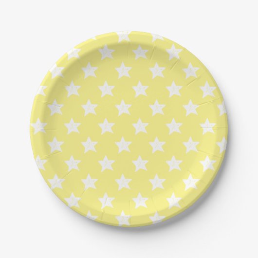 Gele witte sterren papieren bordje (Voorkant)