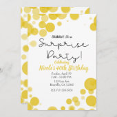 Gele & Witte Stippen Bubbel Surprise Feest Kaart (Voorkant / Achterkant)