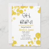 Gele & Witte Stippen Bubbles OH BABY Feestje Kaart (Voorkant)
